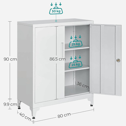 Komoda Autronic 80x40x90cm, kov, bílá, AUS-E1113 WT (5)