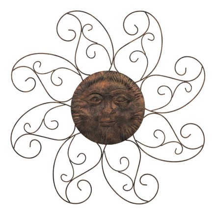 Nástěnná dekorace Autronic Slunce - kovová nástěnná dekorace, barva měděná (UM1064 COP-ANT)