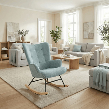 Houpací křeslo Autronic modrá, látka, AK-373 BLUE2 (1)