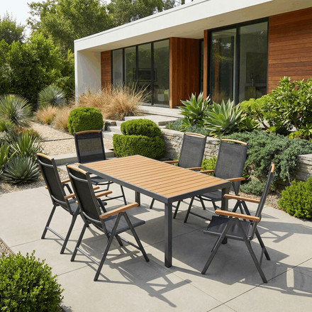 Zahradní stůl Autronic 190x90cm, hliník, polywood, šedá, AZT-W1408 GREY (1)