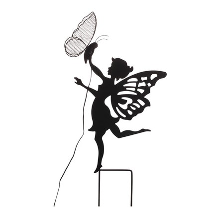 Dekorace Autronic Víla s motýlem na zápichu - kov, černá, LED osvětl. 1ks (KLS2110)