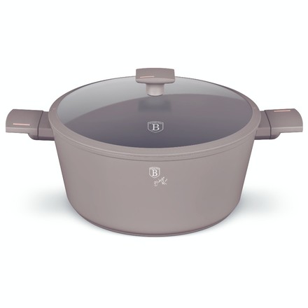 Kastrol s titanovým povrchem a poklicí Berlingerhaus BH-8101 24 cm Taupe Collection