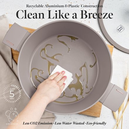 Kastrol s titanovým povrchem a poklicí Berlingerhaus BH-8101 24 cm Taupe Collection (5)