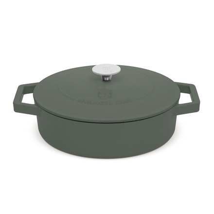 Pánev hluboká se smaltovaným povrchem a poklicí Berlingerhaus BH-6262 26 cm litinová Matte Green Collection (2)