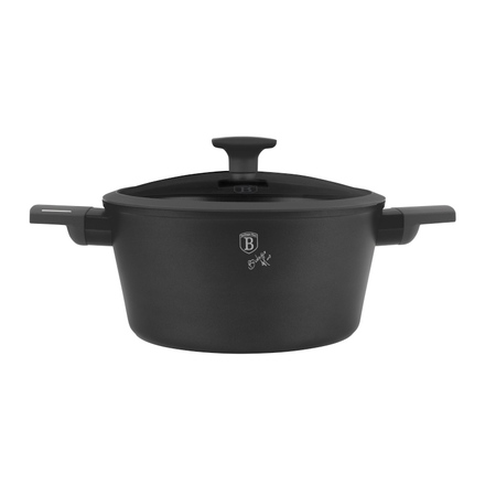 Kastrol s titanovým povrchem a poklicí Berlingerhaus BH-8131 24 cm Antracit Collection (9)