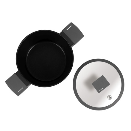 Kastrol s titanovým povrchem a poklicí Berlingerhaus BH-8131 24 cm Antracit Collection (13)