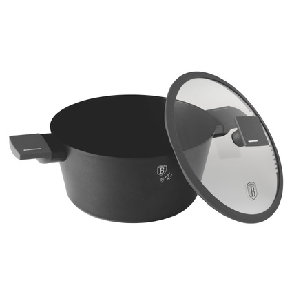 Kastrol s titanovým povrchem a poklicí Berlingerhaus BH-8131 24 cm Antracit Collection (5)