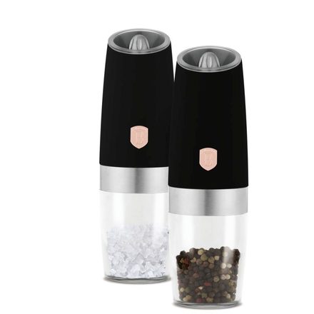 Mlýnek na pepř a sůl Berlingerhaus BH-9571 s gravitačním mechanismem sada 2 ks Black Rose Collection (1)