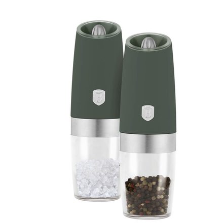 Mlýnek na pepř a sůl Berlingerhaus BH-9570 s gravitačním mechanismem sada 2 ks Matte Green Collection (1)