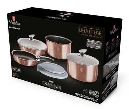 Sada nádobí Berlingerhaus BH-6147 s odnímatelnou rukojetí 9 ks Rosegold Metallic Line (6)