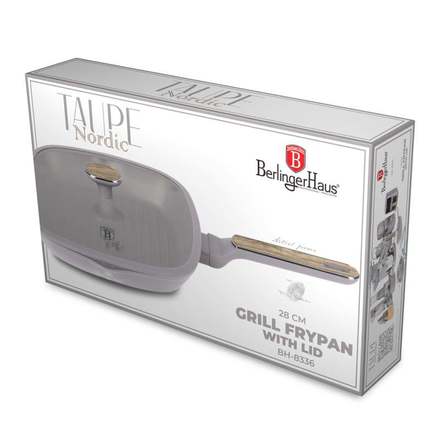 Grilovací pánev s titanovým povrchem a poklicí Berlingerhaus BH-8336 28 cm Taupe Nordic Collection (1)