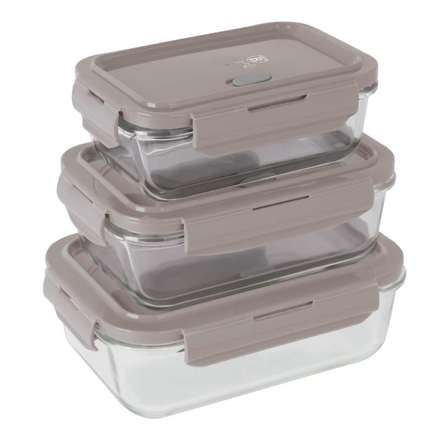 Dóza na potraviny Berlingerhaus BH-8792 skleněná sada 3 ks Taupe Collection