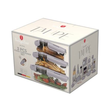 Dóza na potraviny Berlingerhaus BH-8792 skleněná sada 3 ks Taupe Collection (1)