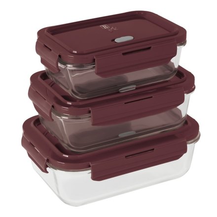 Dóza na potraviny Berlingerhaus BH-8790 s víkem skleněná sada 3 ks Leonardo Collection