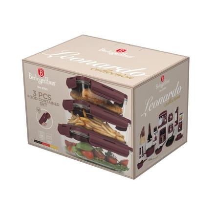 Dóza na potraviny Berlingerhaus BH-8790 s víkem skleněná sada 3 ks Leonardo Collection (1)