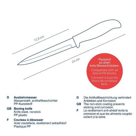 Nůž vykošťovací Kela KL-11407 Acida nerez černý 24,0cm (2)