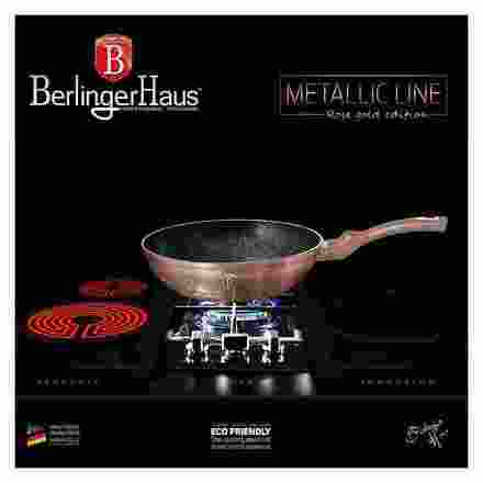 Pánev WOK s mramorovým povrchem Berlingerhaus BH-6171 30 cm Rosegold Metallic Line (3)