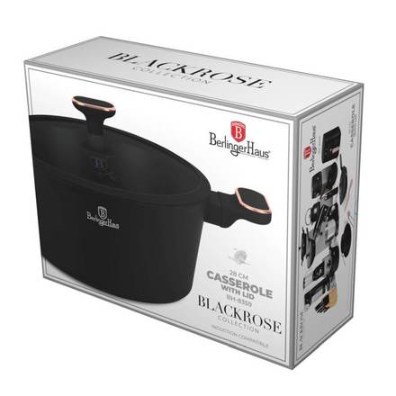 Kastrol s titanovým povrchem a poklicí Berlingerhaus BH-8359 28 cm Black Rose Collection