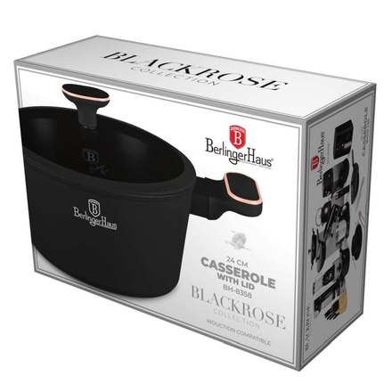 Kastrol s titanovým povrchem a poklicí Berlingerhaus BH-8358 24 cm Black Rose Collection