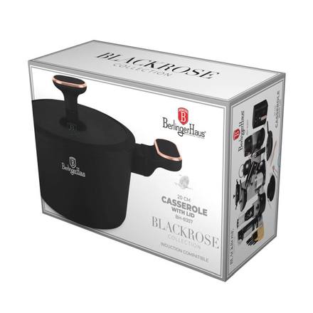 Kastrol s titanovým povrchem a poklicí Berlingerhaus BH-8357 20 cm Black Rose Collection