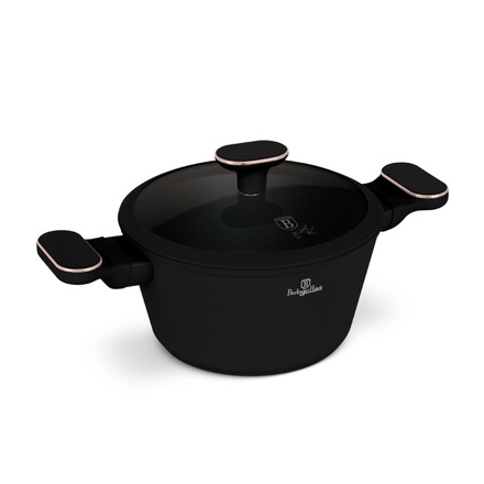 Kastrol s titanovým povrchem a poklicí Berlingerhaus BH-8357 20 cm Black Rose Collection (1)
