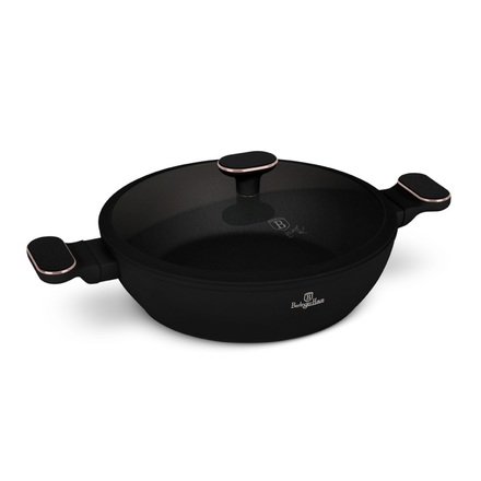 Pánev hluboká s titanovým povrchem a poklicí Berlingerhaus BH-8356 28 cm Black Rose Collection (1)