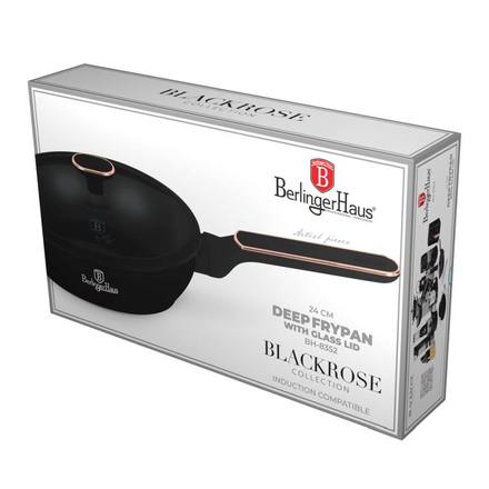 Pánev hluboká s titanovým povrchem a poklicí Berlingerhaus BH-8352 24 cm Black Rose Collection