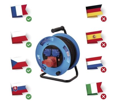 Venkovní prodlužovací kabel na bubnu Emos P193250 25 m / 3 zásuvky / černý / guma / 230V/400V / 1,5 mm2 (3)