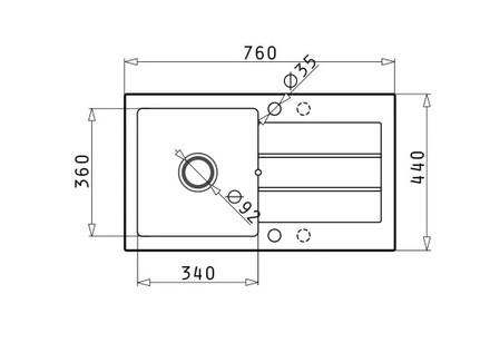 Granitový kuchyňský dřez Pyramis RODOS 76x44 GREY (1)