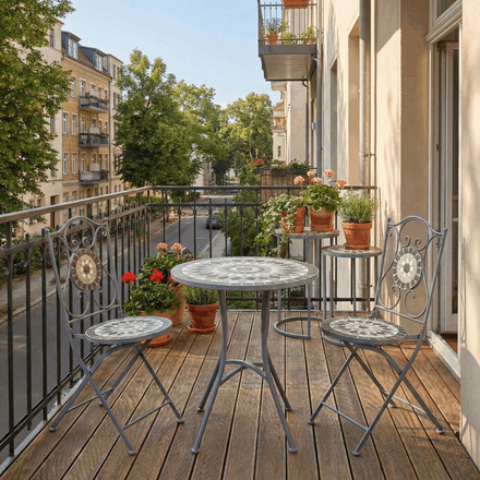 Zahradní set Autronic 1+2, kov, keramická mozaika, šedá, US1500 SET (1)