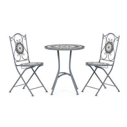 Zahradní set Autronic 1+2, kov, keramická mozaika, šedá, US1500 SET (2)