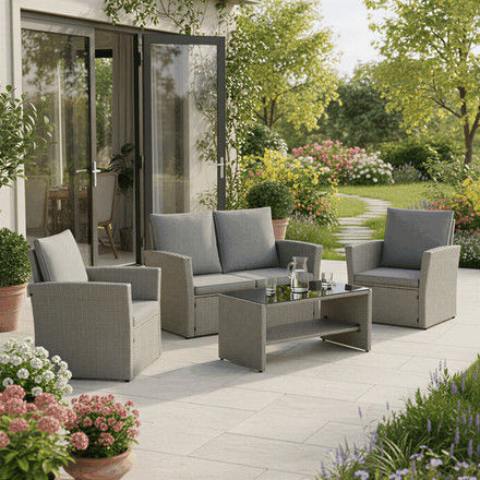 sestava zahradního nábytku Autronic polyratan, šedá, AZS-A1523 GREY (1)