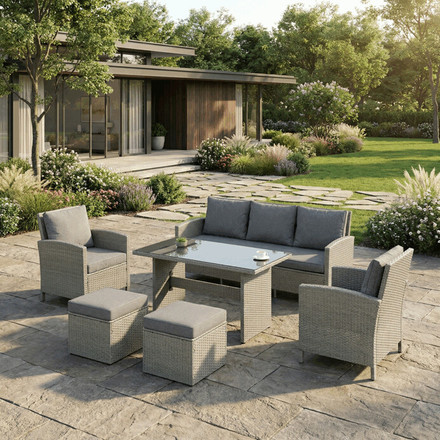 sestava zahradního nábytku Autronic 140x70x60cm, polyratan, šedá, AZS-A1719 GREY (1)