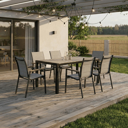 Zahradní stůl Autronic 160x90cm, hliník, polywood, černá, AZT-S1514 BK (1)