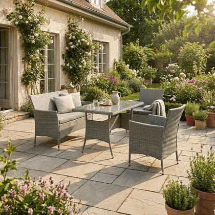 sestava zahradního nábytku Autronic 100x60x69cm, polyratan, šedá, AZS-A1442 GREY (1)