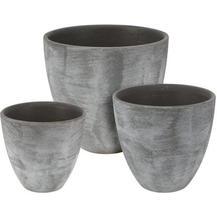 Keramické květináče ProGarden KO-066900340 sada 3 ks šedá