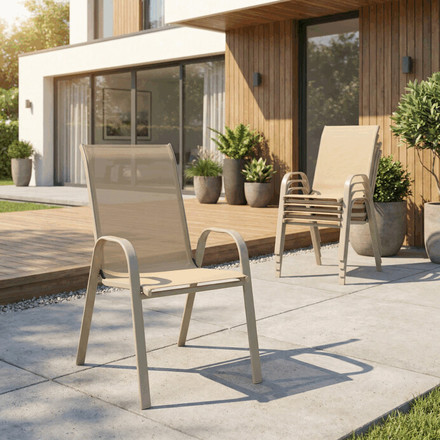 Zahradní židle Autronic kov, síťovina, krémová, AZC-C1000 CRM (1)