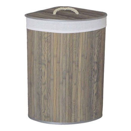 Koš prádelní Autronic bambusový, rohový s víkem, tmavě šedý (DB2002 GREY-DK)