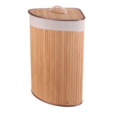 Koš prádelní Autronic bambusový, rohový s víkem, přírodní (DB2002 NAT)