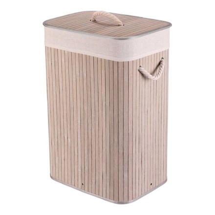 Koš prádelní Autronic bambusový, s víkem, šedý (DB2001 GREY)