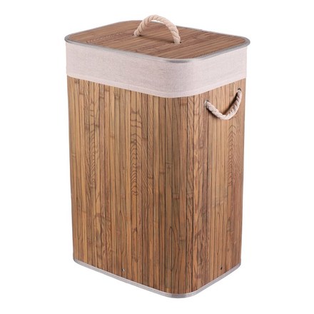 Koš prádelní Autronic bambusový, s víkem, tmavě šedý (DB2001 GREY-DK)