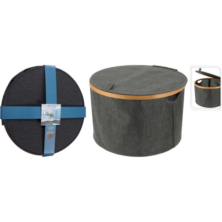Koš na prádlo Bathroom Solutions KO-170495160 s bambusovým okrajem kulatý 38  x  24,5 cm