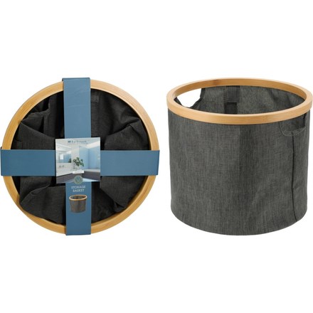 Koš na prádlo Bathroom Solutions KO-170495150 s bambusovým okrajem kulatý 30 x 25 cm
