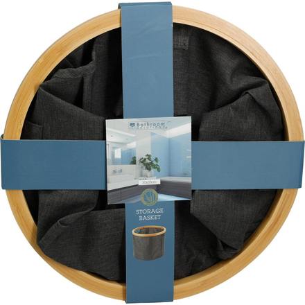 Koš na prádlo Bathroom Solutions KO-170495150 s bambusovým okrajem kulatý 30 x 25 cm (2)