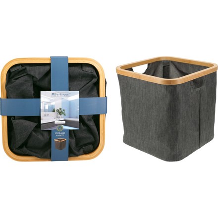 Koš na prádlo Bathroom Solutions KO-170495130 s bambusovým okrajem čtvercový 30 x 30 cm