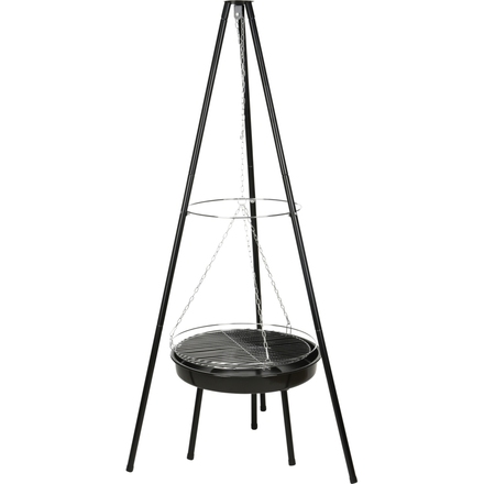 Gril na dřevěné uhlí BBQ KO-C83000490 závěsný na trojnožce pr. 48 cm (2)