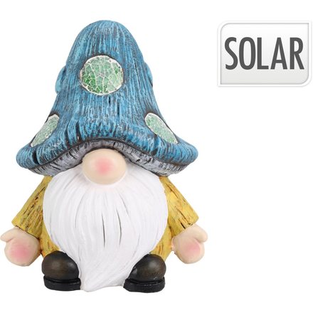 Zahradní dekorace ProGarden KO-095241750 trpaslík se solárním světlem 30 cm s modrou čepicí