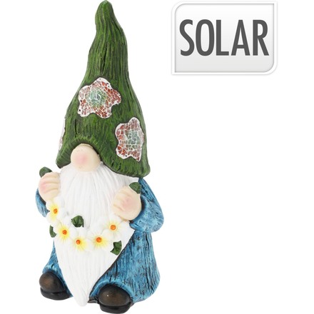 Zahradní dekorace ProGarden KO-095241740 trpaslík se solárním světlem 40,5 cm zelená čepice