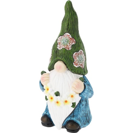 Zahradní dekorace ProGarden KO-095241740 trpaslík se solárním světlem 40,5 cm zelená čepice (1)