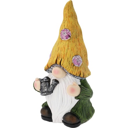Zahradní dekorace ProGarden KO-095241730 trpaslík se solárním světlem 37 cm Žlutá čepice (1)